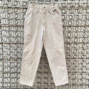 Vintage 90s Rockies high rise V yoke taper leg bareback tan jeans rivet detail